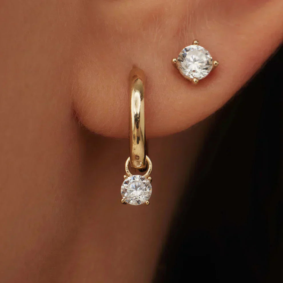 Clara | Moonbeam Stone Hoop Earrings 14k Gold