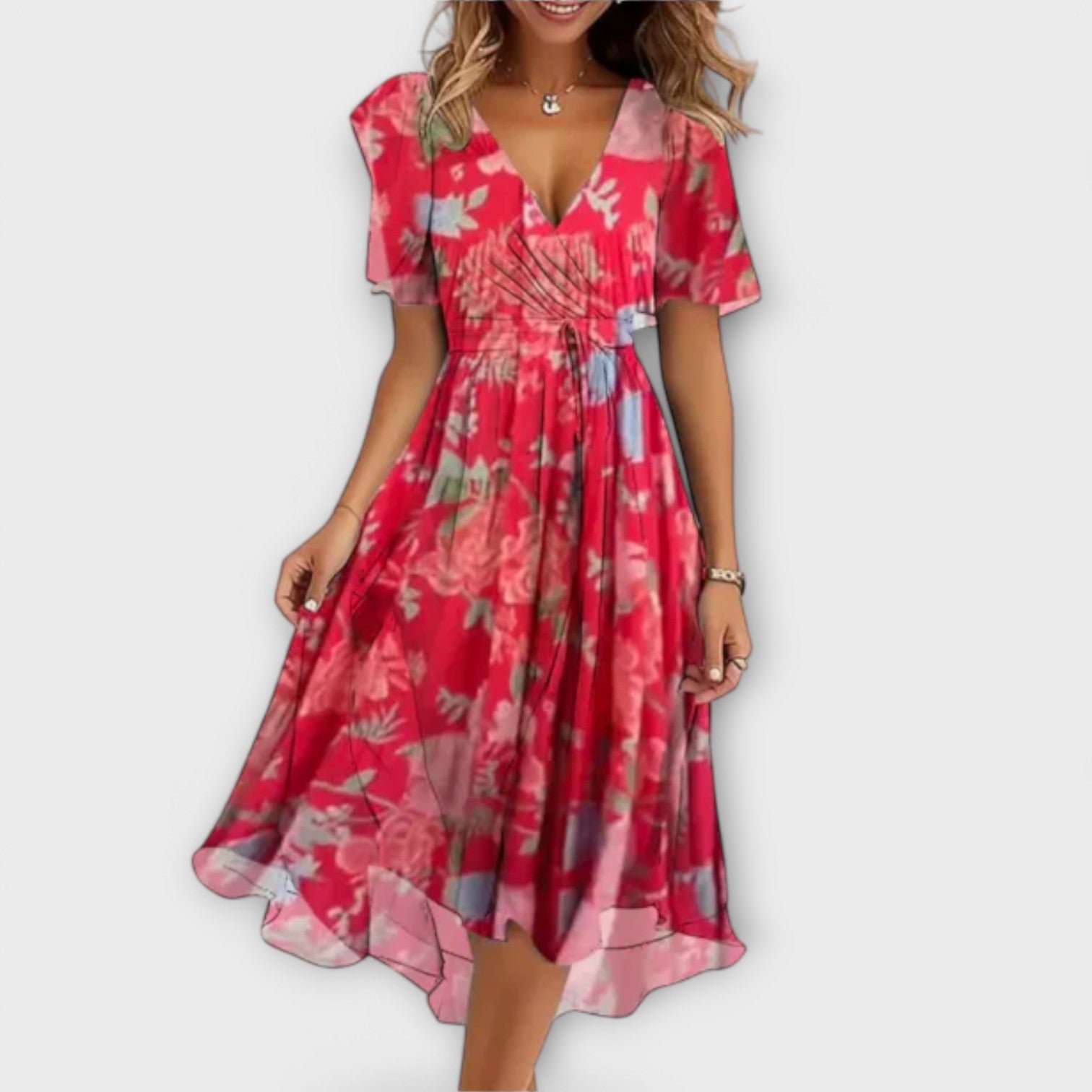 V-Neck Dress – Breathable Fabric & Flattering Silhouette