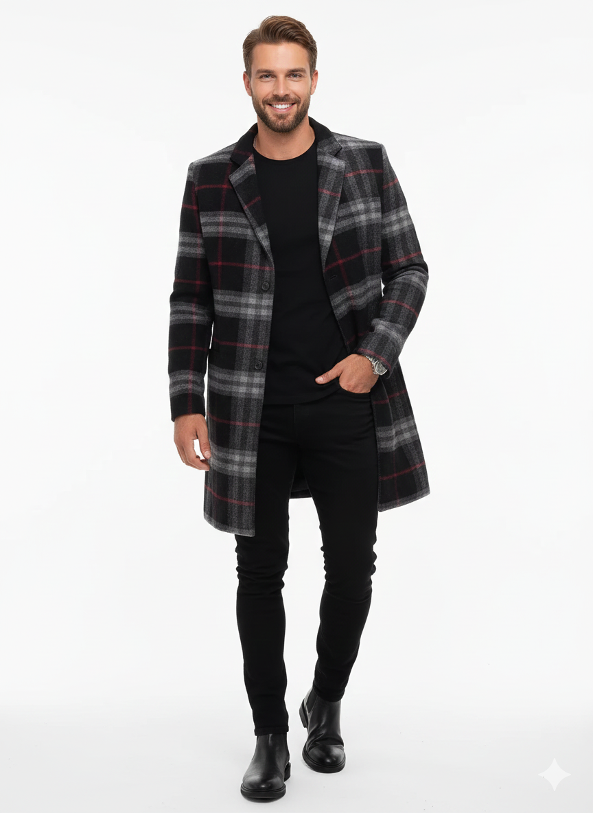 Donny Elegant Men's Jacket – Coat with Unique Pattern and Button Closure