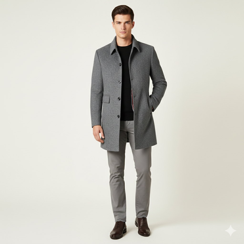 Langford Men's Wool Trench Coat – Slim Fit & Timeless Elegance
