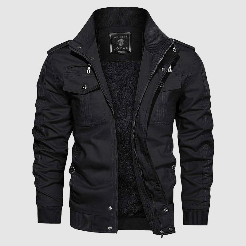 Aiden Men's Aviator Blouson – Warm Pilot Jacket with Fleece Lining & Stand-up Collar