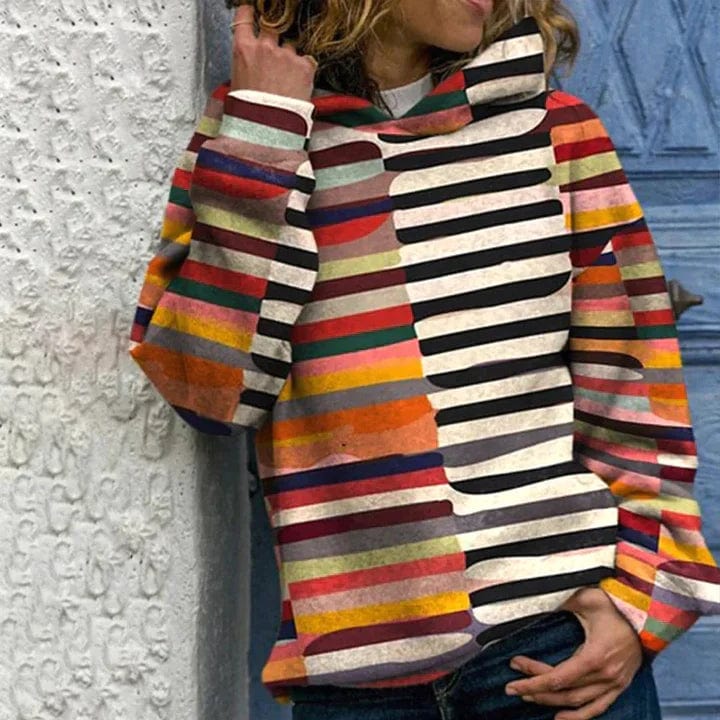 Savannah Women's Retro Knit Sweater – Vintage Pattern Sweater with Long Sleeves & Ribbed Finish