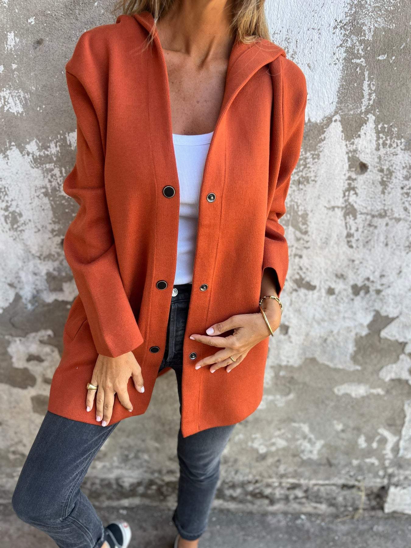 Kathryn Vest Long Hooded – Light & Stylish, Perfect for Mid-Season Women