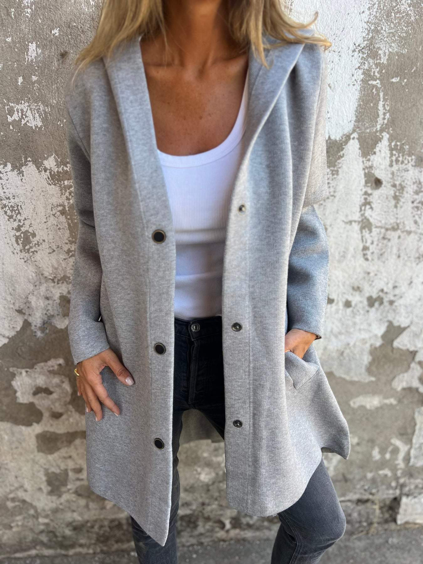 Kathryn Vest Long Hooded – Light & Stylish, Perfect for Mid-Season Women