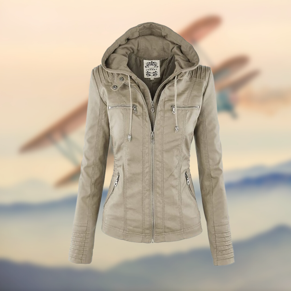 Vivian Women's Jacket – In Soft Leather with Hood, Elegant & Versatile for Everyday Use