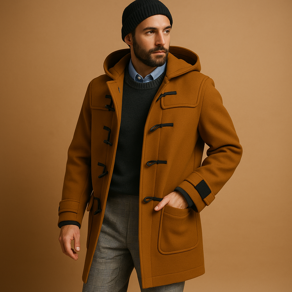 Seth Long Coat Men – Elegant Extended Cut with Front Closure & Side Pockets