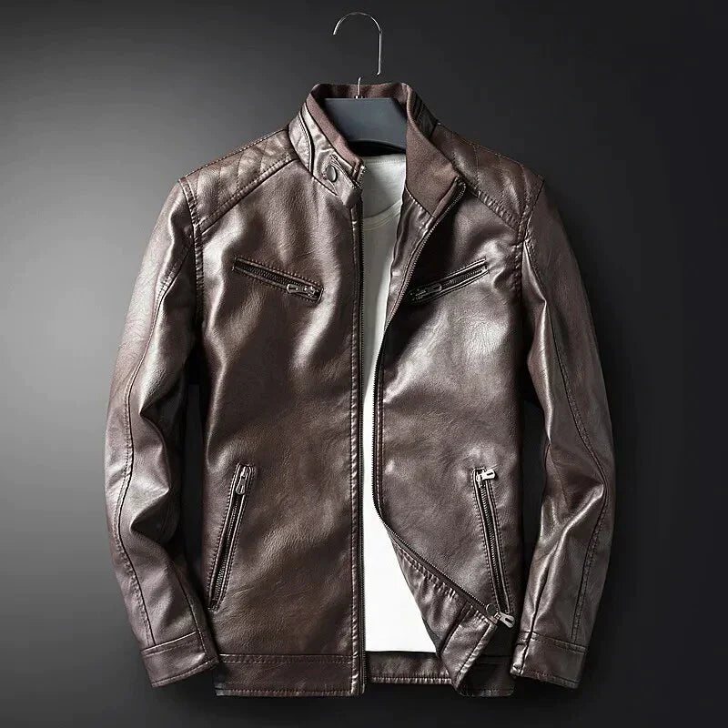 Fred Men's Leather Jacket – Regular Fit, Multiple Pockets & Timeless Elegant Style