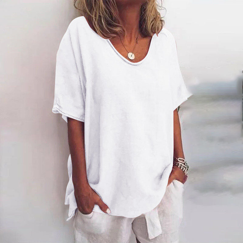 Ana Blouse Femme Classique – Loose Fit Blouse with Short Sleeves for a Casual Look