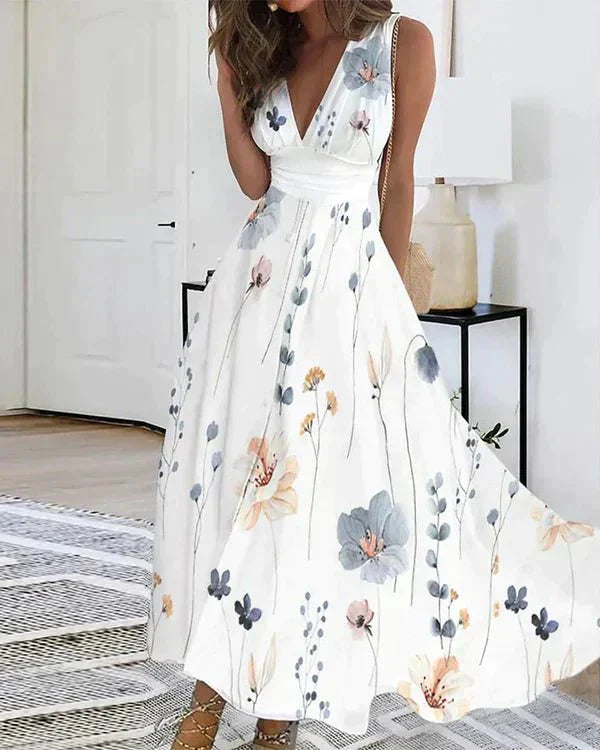 Chic and Casual Floral V-Neck Dress for Women