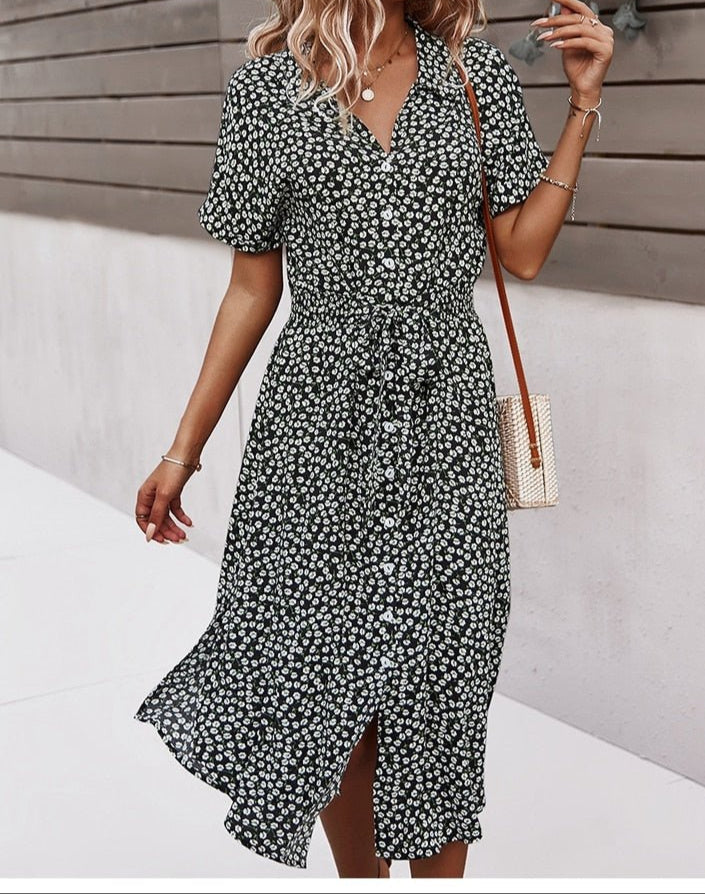 Flowy Floral Midi Dress for Women
