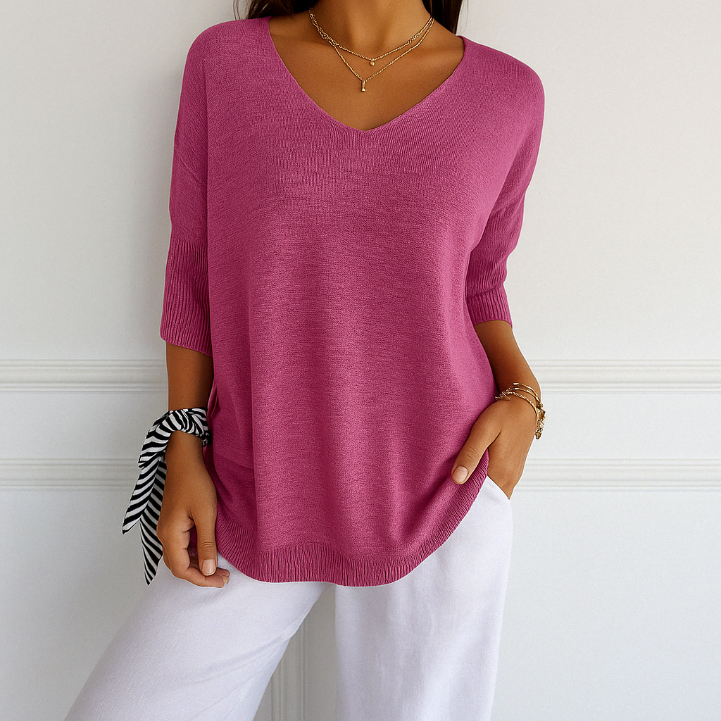 Coraline V-Neck Sweater Women – Fine Knit, Soft & Elegant for a Refined Style