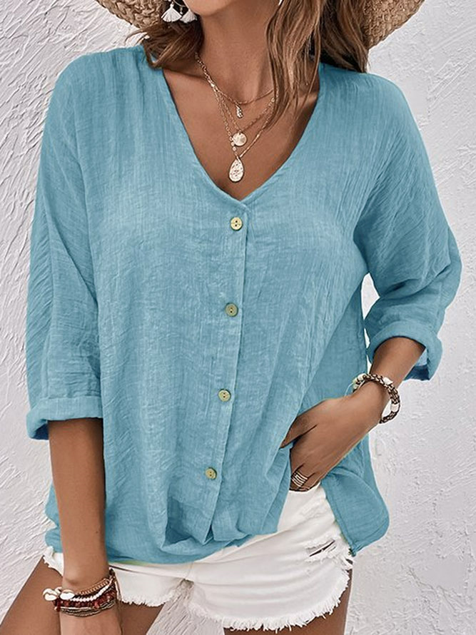 Blouse Woman Criza with V Neck – Light Casual Fit with Short Sleeves for Daily Comfort