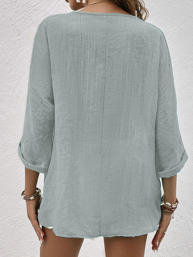 Blouse Woman Criza with V Neck – Light Casual Fit with Short Sleeves for Daily Comfort