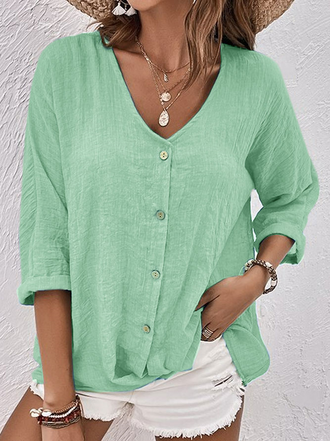 Blouse Woman Criza with V Neck – Light Casual Fit with Short Sleeves for Daily Comfort