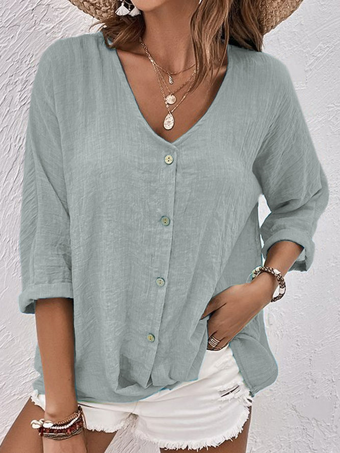 Blouse Woman Criza with V Neck – Light Casual Fit with Short Sleeves for Daily Comfort