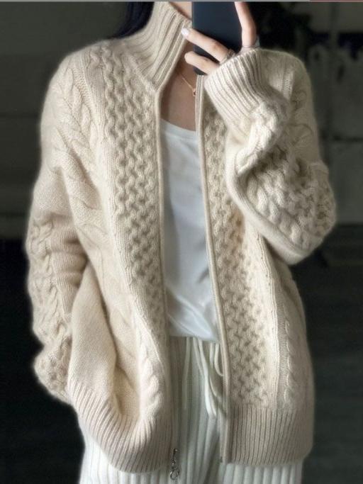 Adeline Zipped Vest Women with Turtleneck – Warm Twisted Knit with Hip Cut for Autumn/Winter