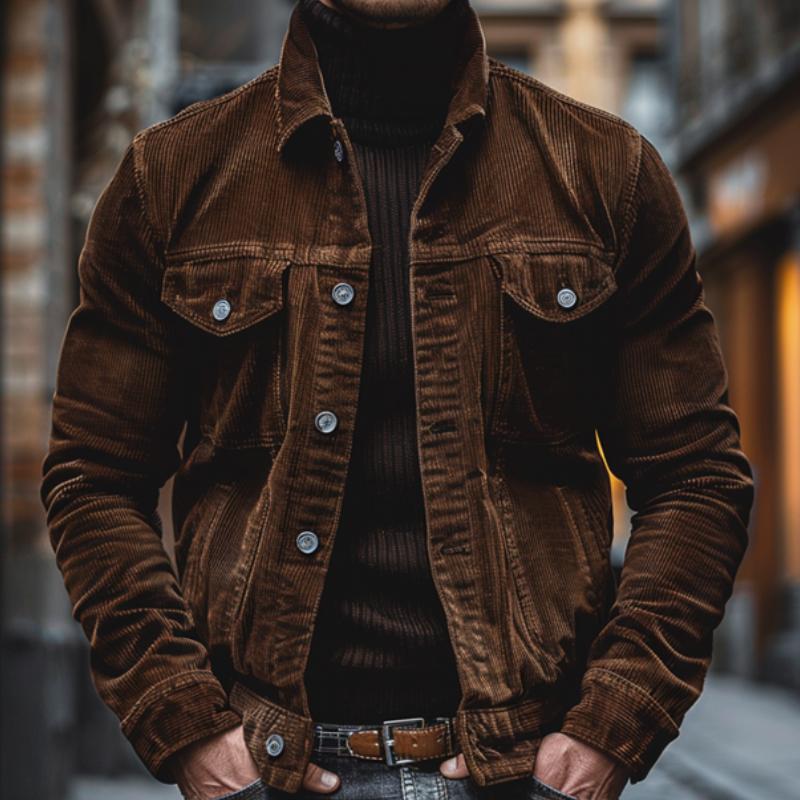 Bryn Corduroy Men's Jacket – Vintage Workwear Style with Functional Pockets
