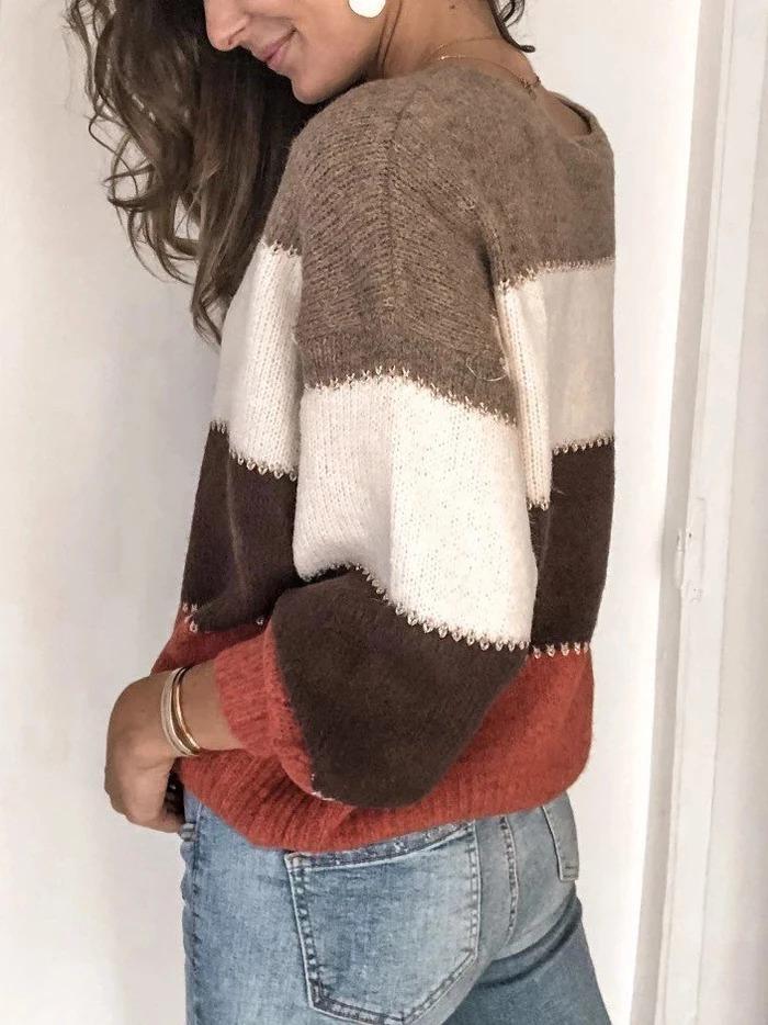 Sarah Pull Woman – Comfortable & Elegant Striped Knit with Long Sleeves