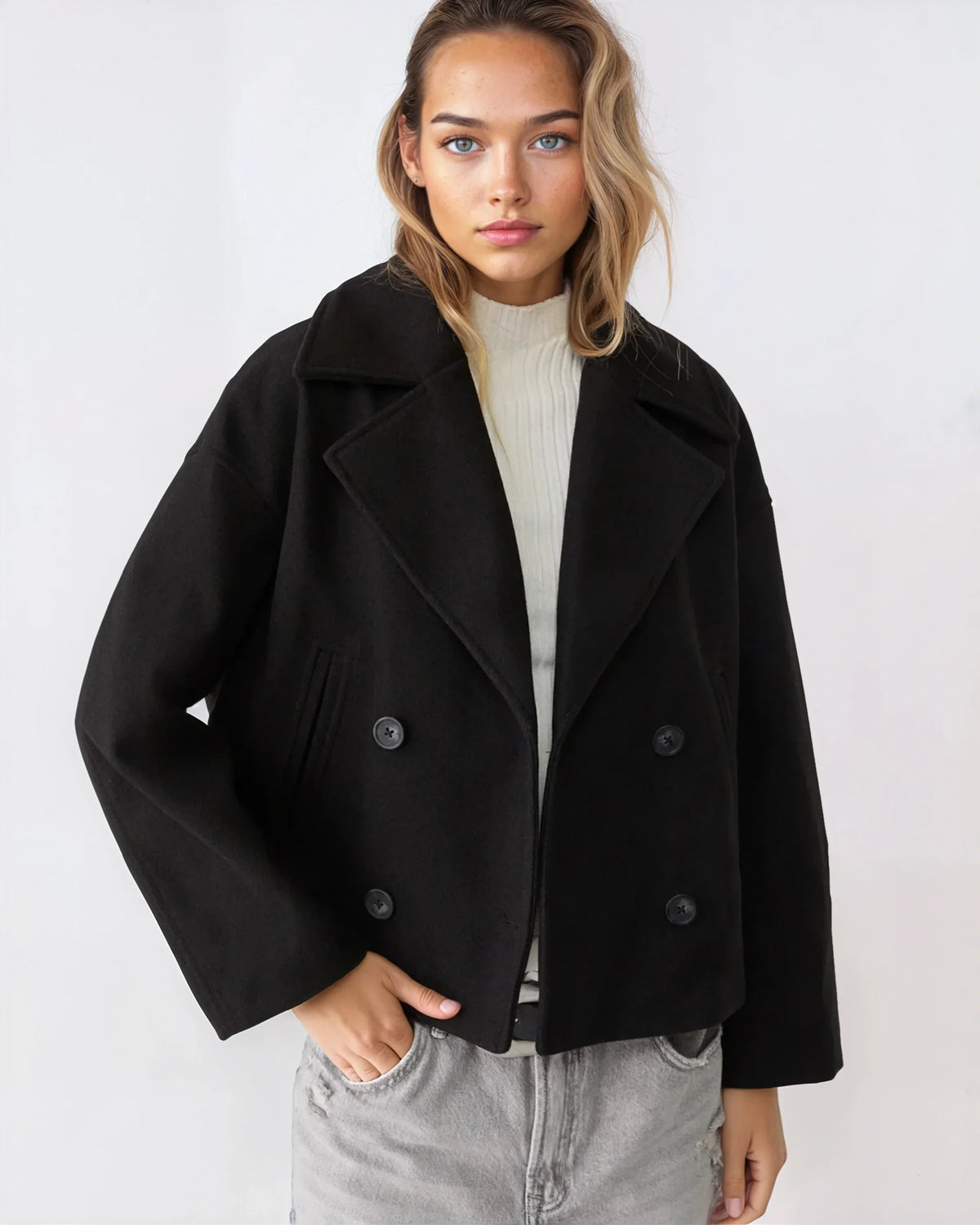 Vanessa Women's Jacket – Elegant & Warm Short Double-Breasted Wool Jacket for Winter