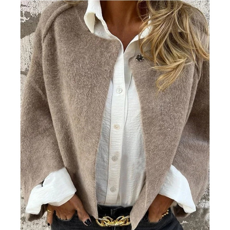 Isabella Manteau Femme – Short, Chic in Mixed Cashmere with Elegant Snap Buttons