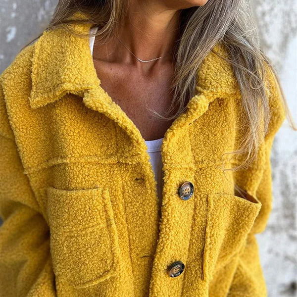 Scarlett Textured knit jacket for Women – Oversized fit with chest pockets and button closure
