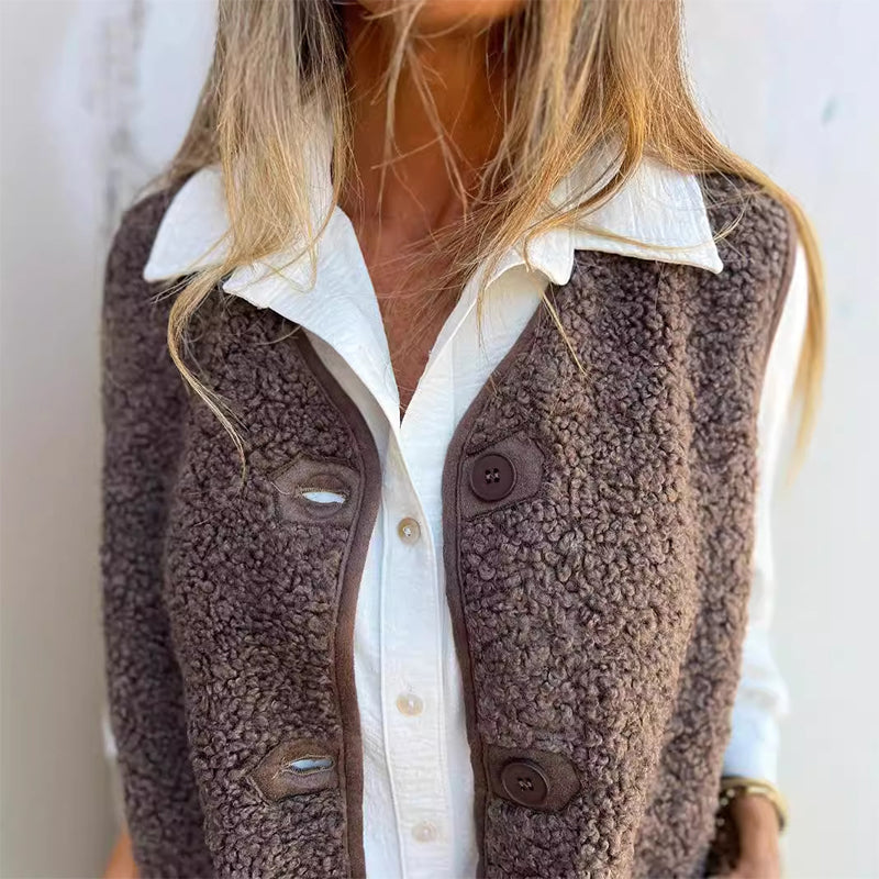 Julietta Women's Knit Vest – Sleeveless Buttoned Vest with Soft Fabric and Practical Pockets