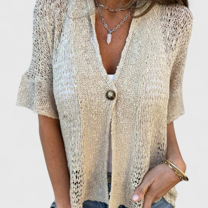Open Knit Knit Elegant Knitted Shirt – Breathable Fabric & Lightweight Feel