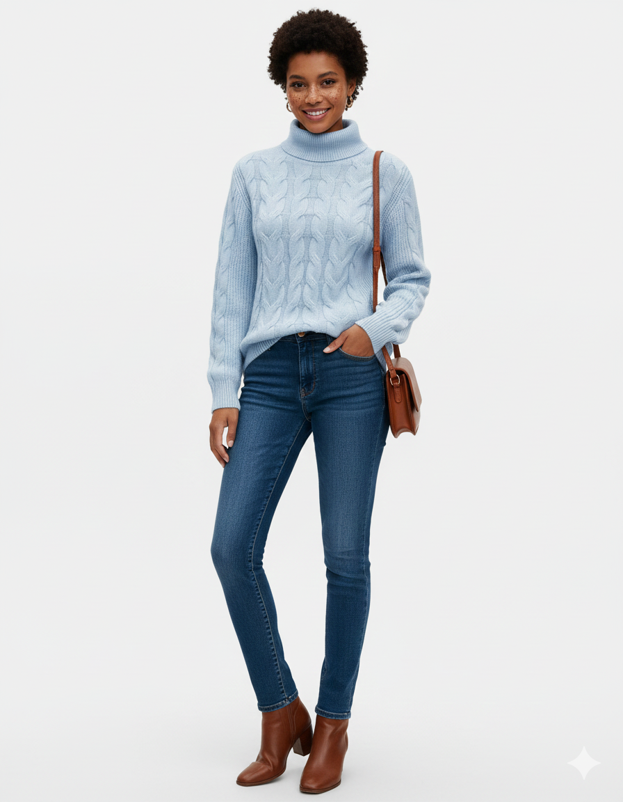 Chelsey Women's Cable Knit Sweater – Warm Elegant Knit with Classic Pattern