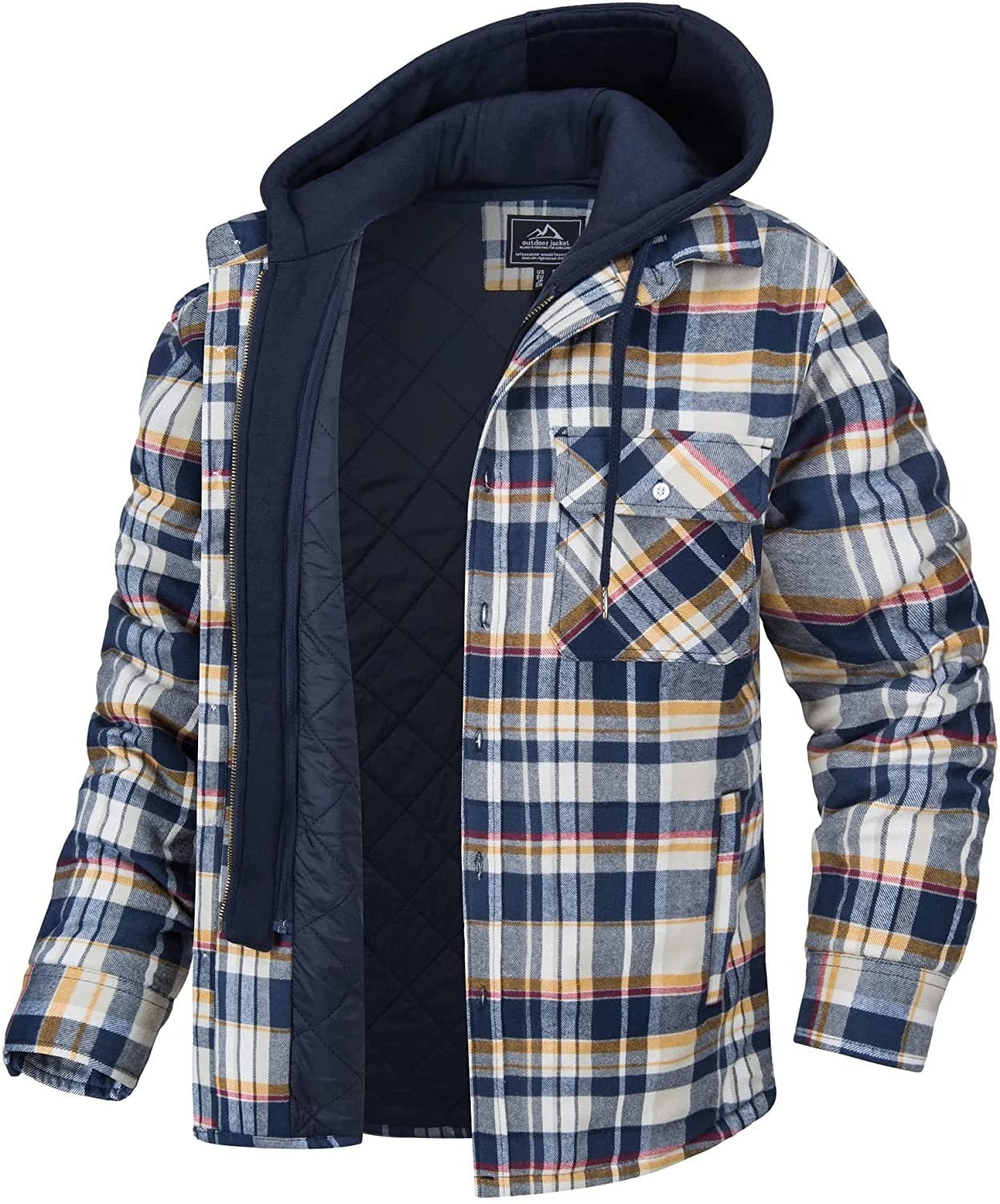 Jared Plaid Jacket Men – Warm Lining & Hood for a Trendy Spring Look