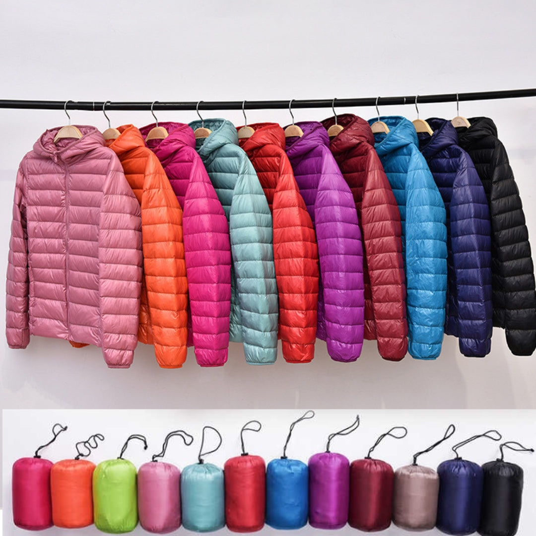 Nora Women's Jacket – Ultra-Light Waterproof Jacket with Removable Hood & Elegant Pleats