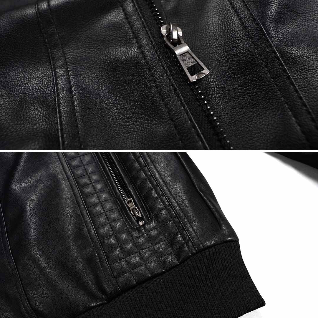 Jace Men's Leather Jacket – Retro Motorcycle Style with Hood & Zipper Closure