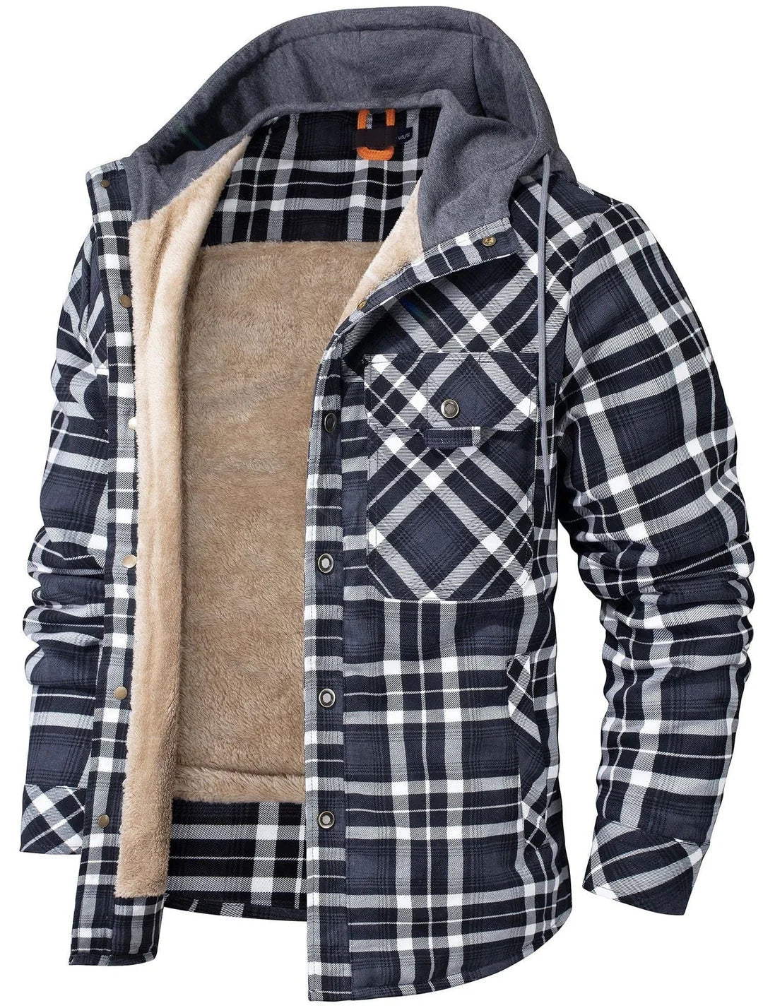 Kyle Men's Plaid Jacket – Warm, Elegant with Adjustable Hood & Comfortable Lining