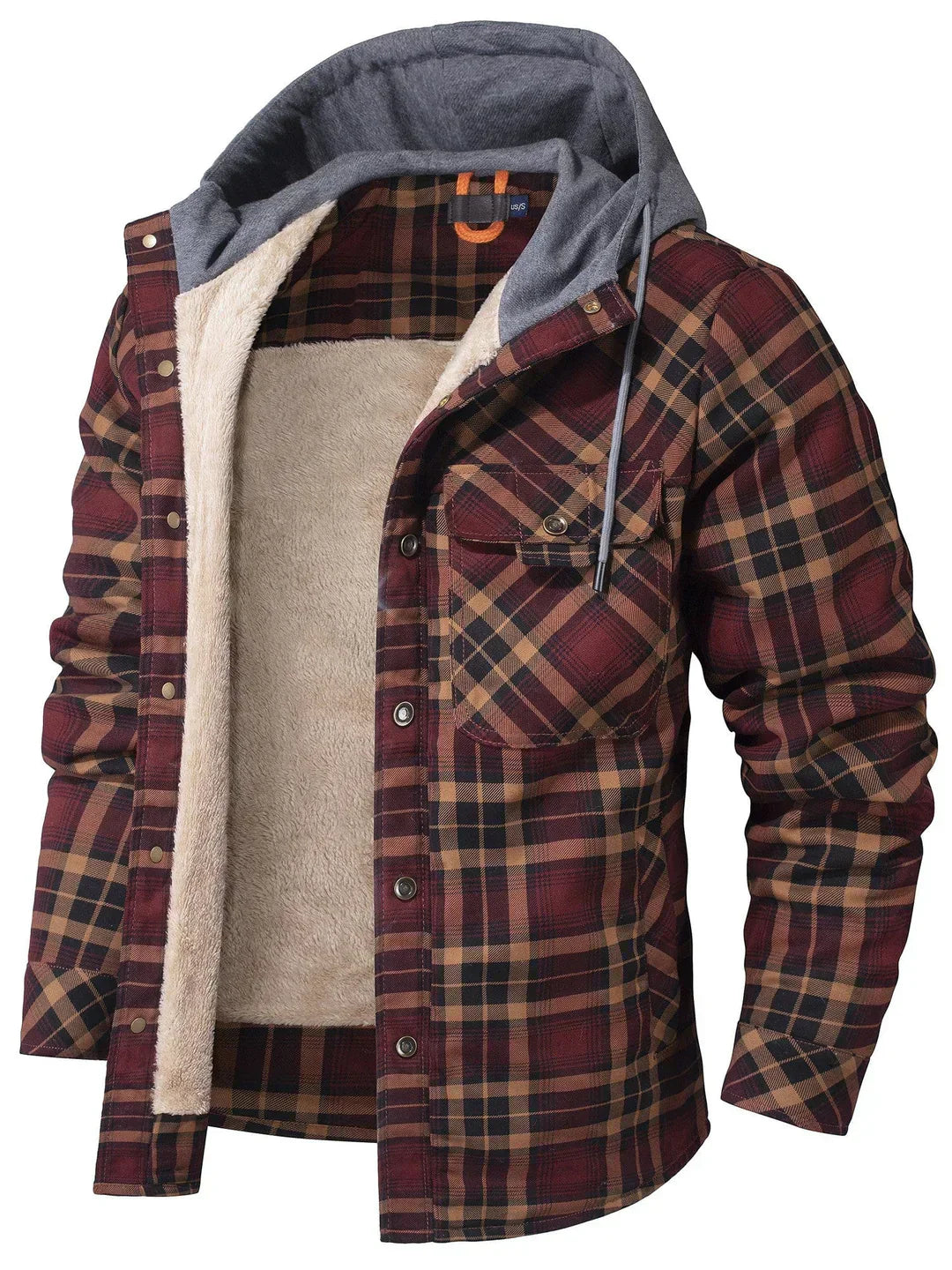 Kyle Men's Plaid Jacket – Warm, Elegant with Adjustable Hood & Comfortable Lining