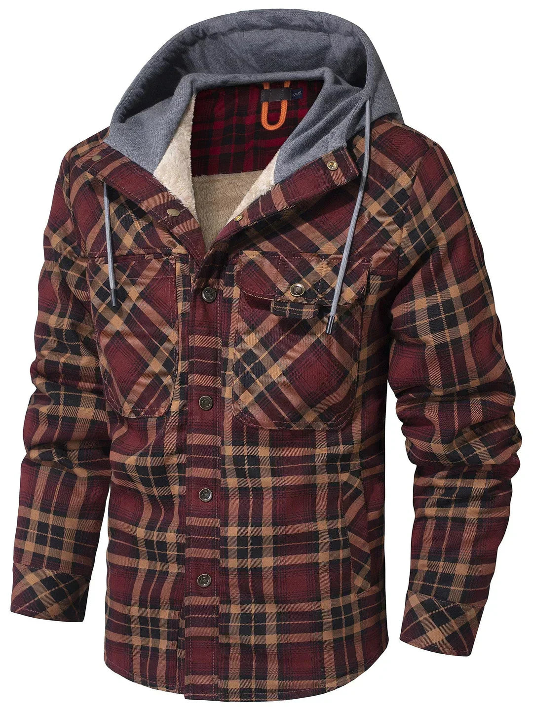 Kyle Men's Plaid Jacket – Warm, Elegant with Adjustable Hood & Comfortable Lining