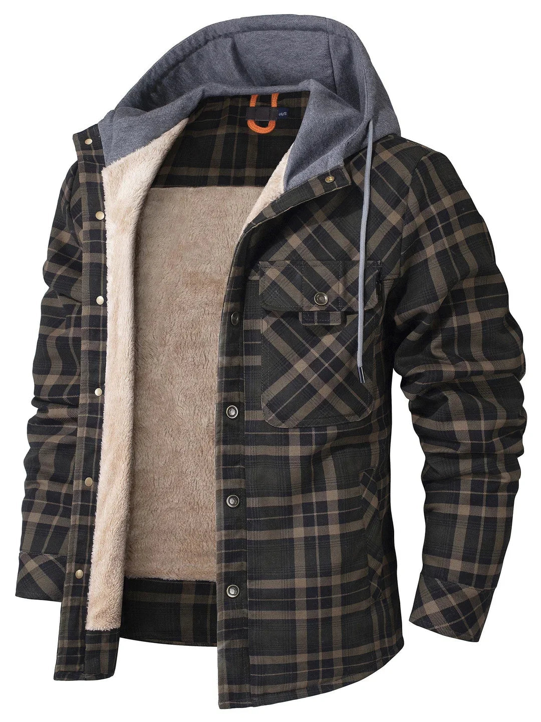 Kyle Men's Plaid Jacket – Warm, Elegant with Adjustable Hood & Comfortable Lining