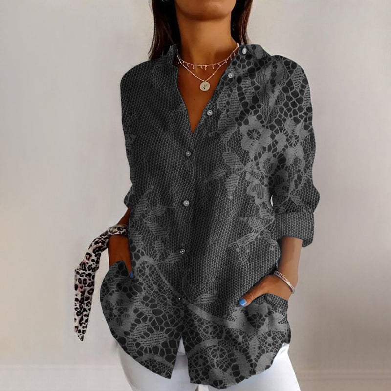 Roxana Blouse Femme – Vintage Floral Blouse with Airy Cut & Elegant Retro Style