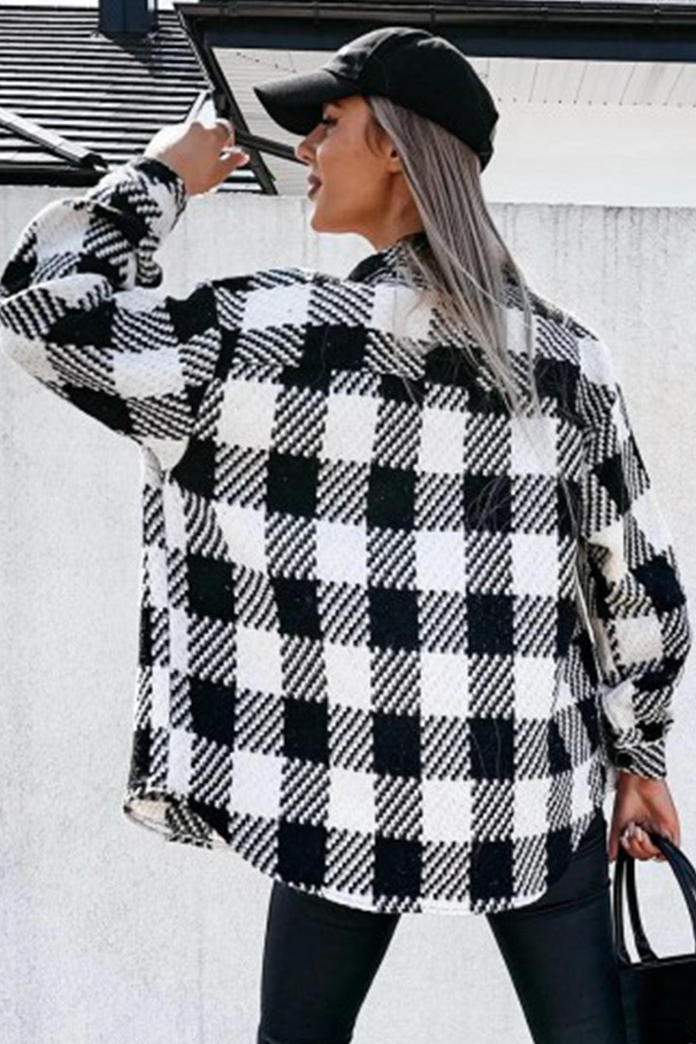 Eloise Women's Plaid Overshirt – Oversize Cut with Textured Fabric & Classic Pattern