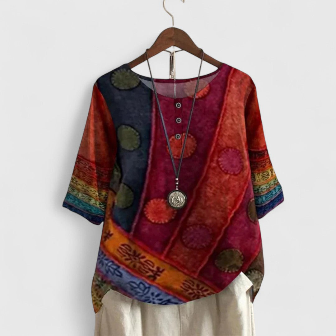 Boho Button Front Women's Top – Flattering Silhouette & Soft Touch Fabric