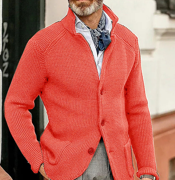 Edward Blazer Homme Vintage – Elegant Stand-up Collar, Long Sleeves & Timeless Style