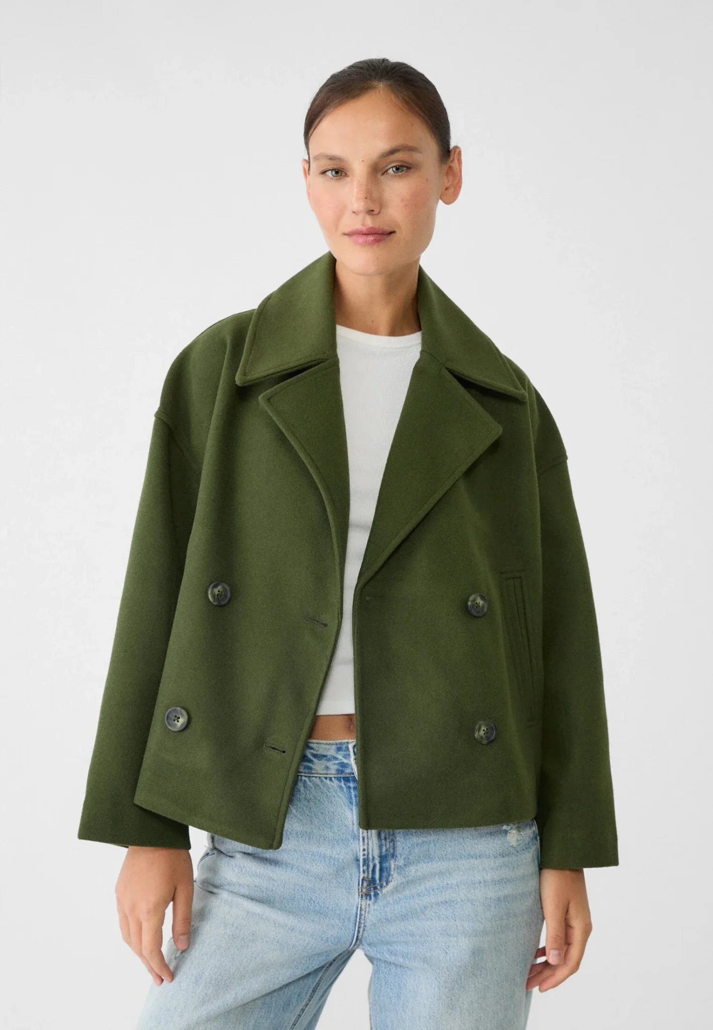 Eloise Cropped Jacket Woman – Elegant Tailored Cut with Pointed Lapels & Double-Breasted Closure