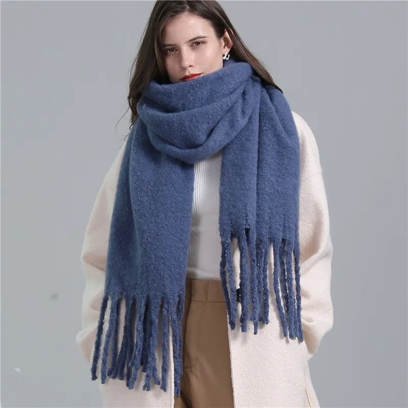 Women’s Scarf – Oversized Winter Wrap with Fringe