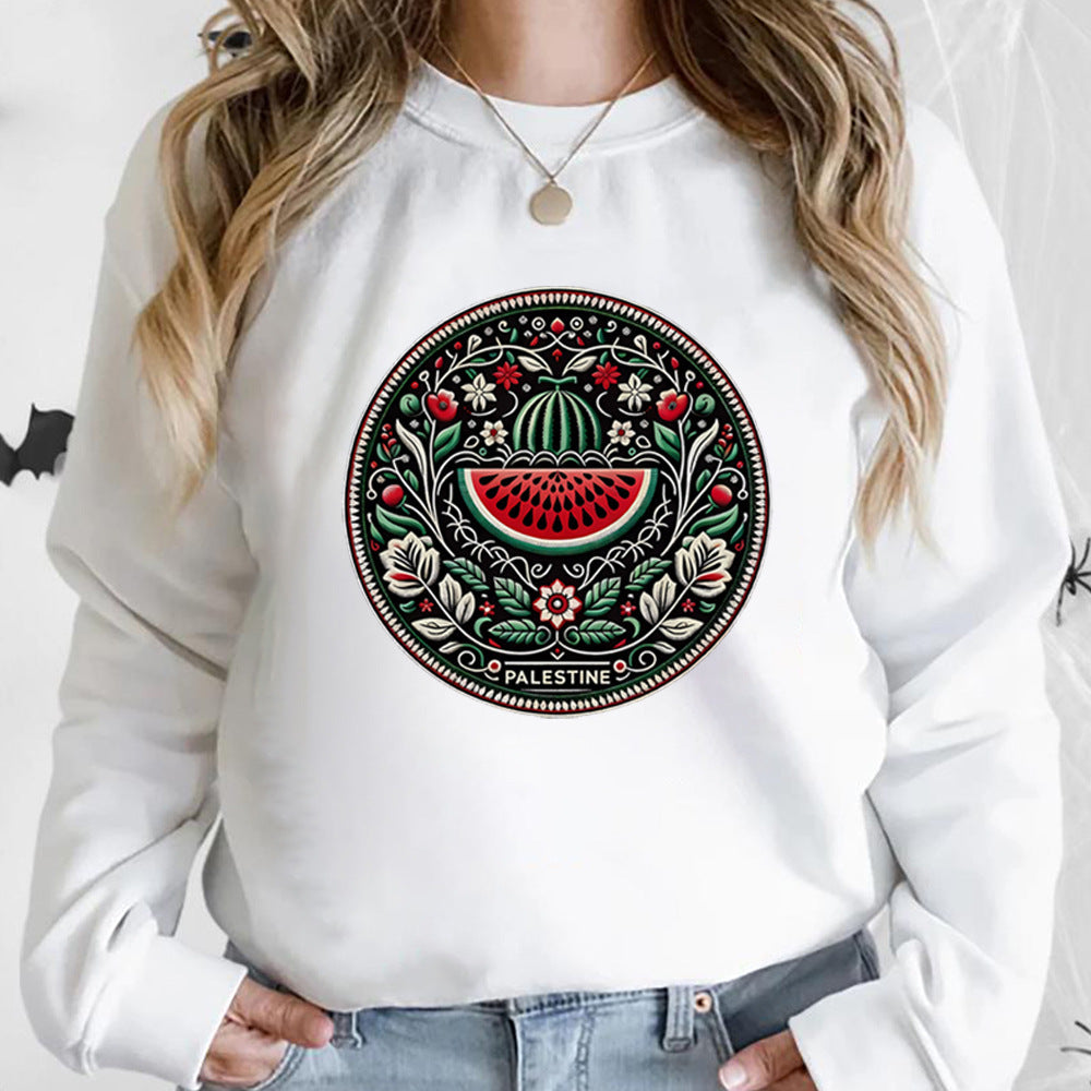 Leilani Sweat Woman – Comfortable Sweater with Watermelon Print & Soft Polyester Fabric