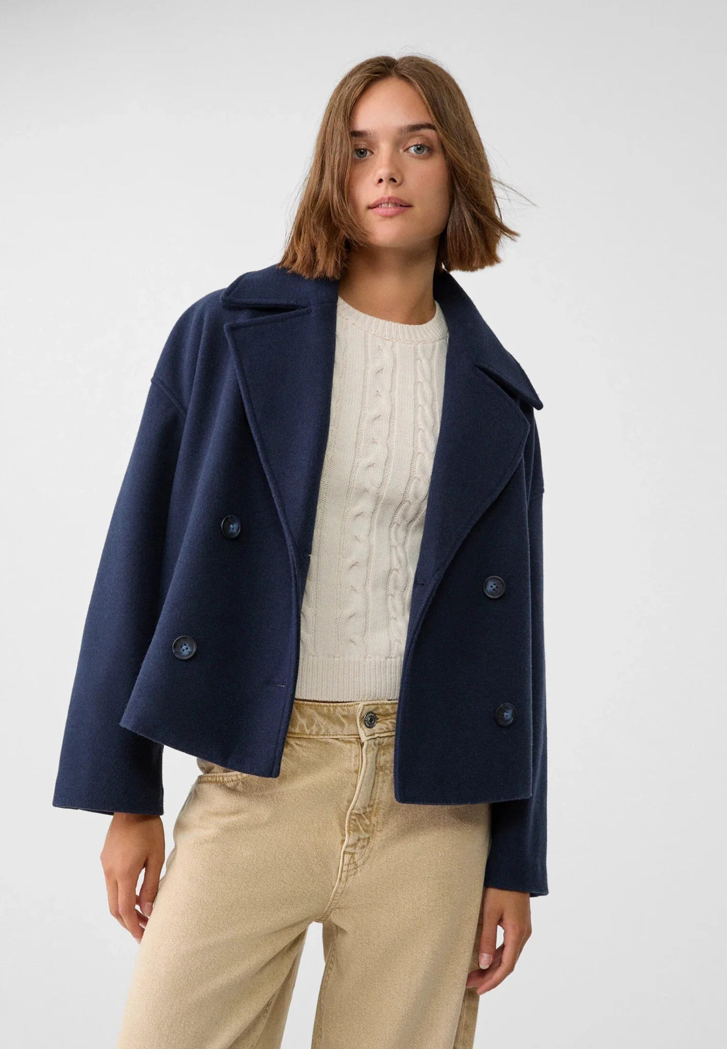 Eloise Cropped Jacket Woman – Elegant Tailored Cut with Pointed Lapels & Double-Breasted Closure