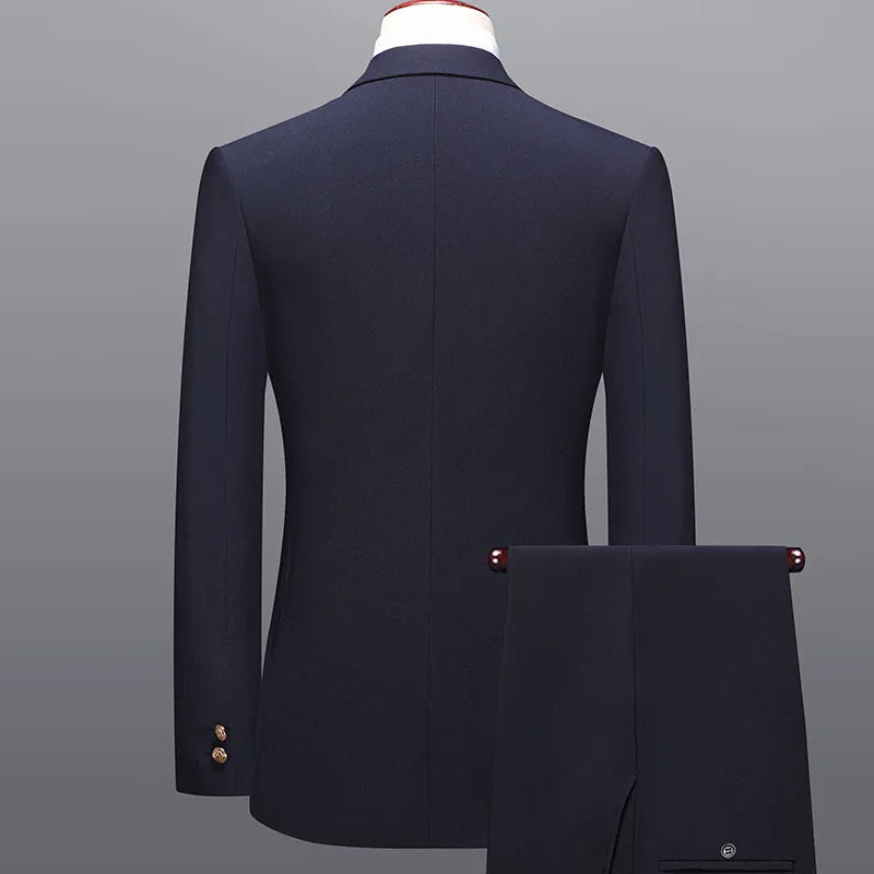 Men’s Double-Breasted Suit – Tailored Two-Piece Set for Weddings & Formal Occasions