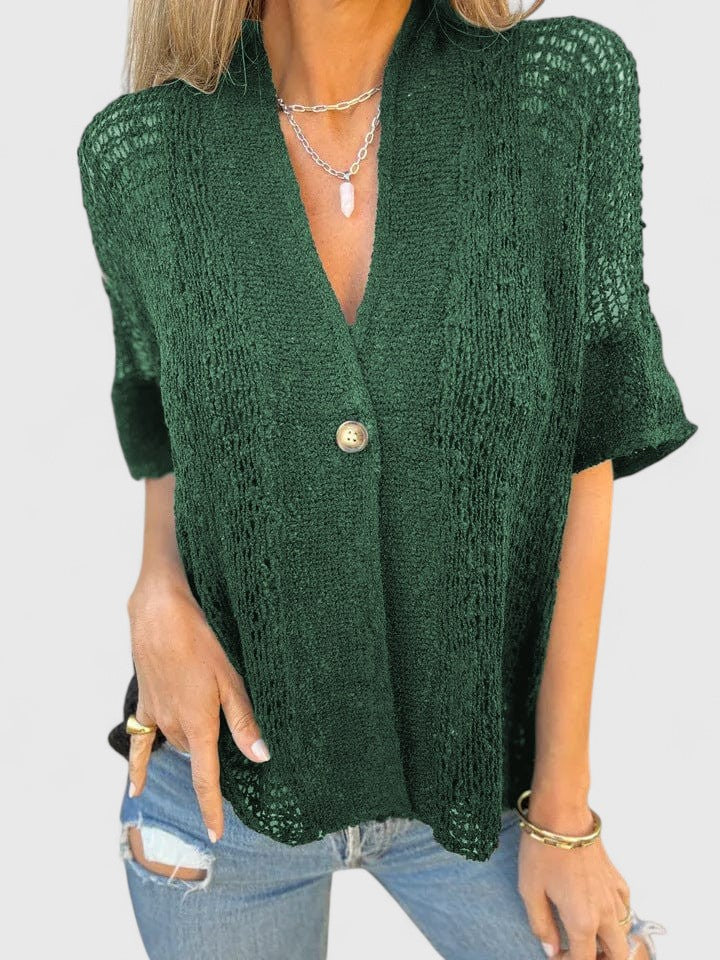 Open Knit Knit Elegant Knitted Shirt – Breathable Fabric & Lightweight Feel