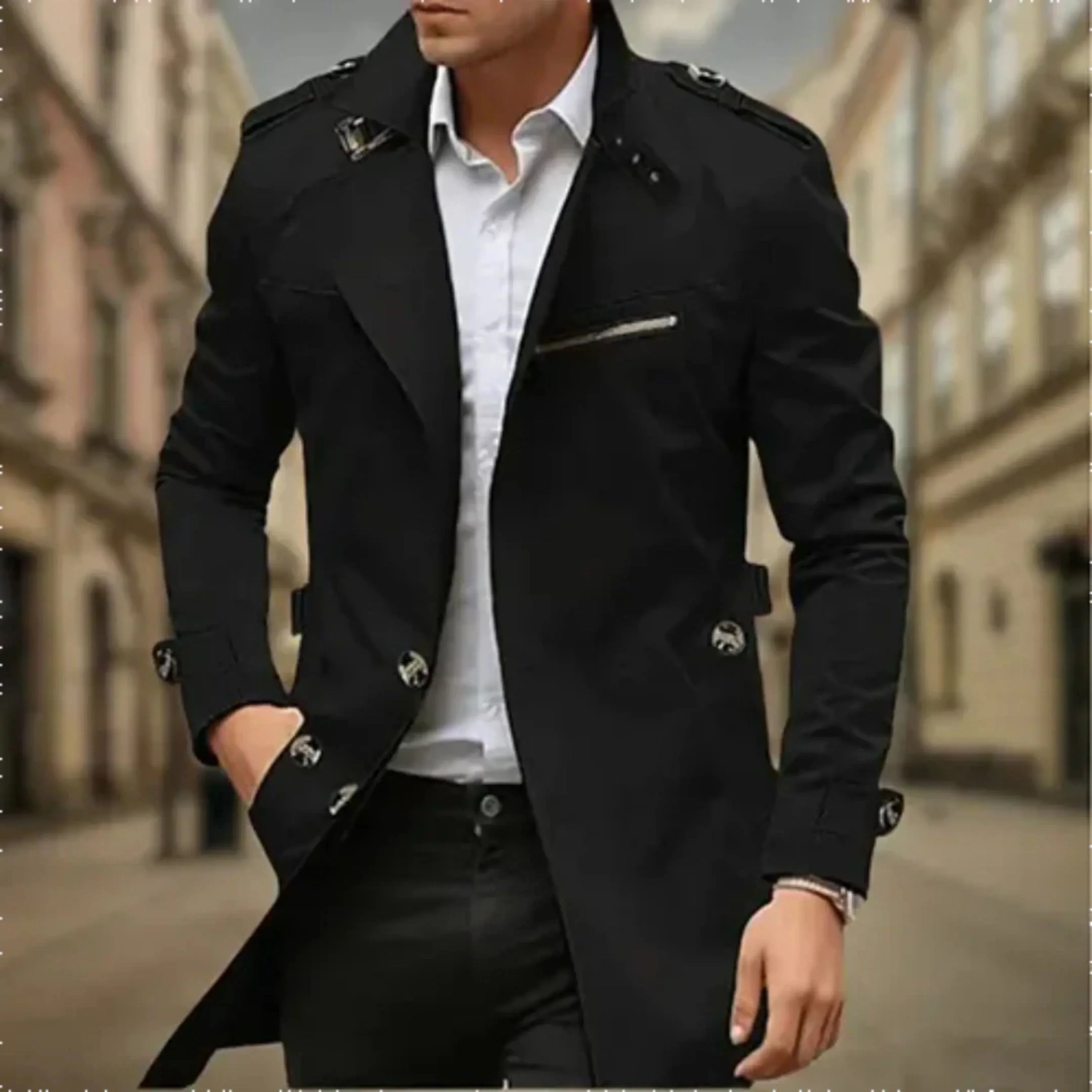 Rey Men's Coat – Elegant Waterproof Trench Coat with Classic Double Breasted Design