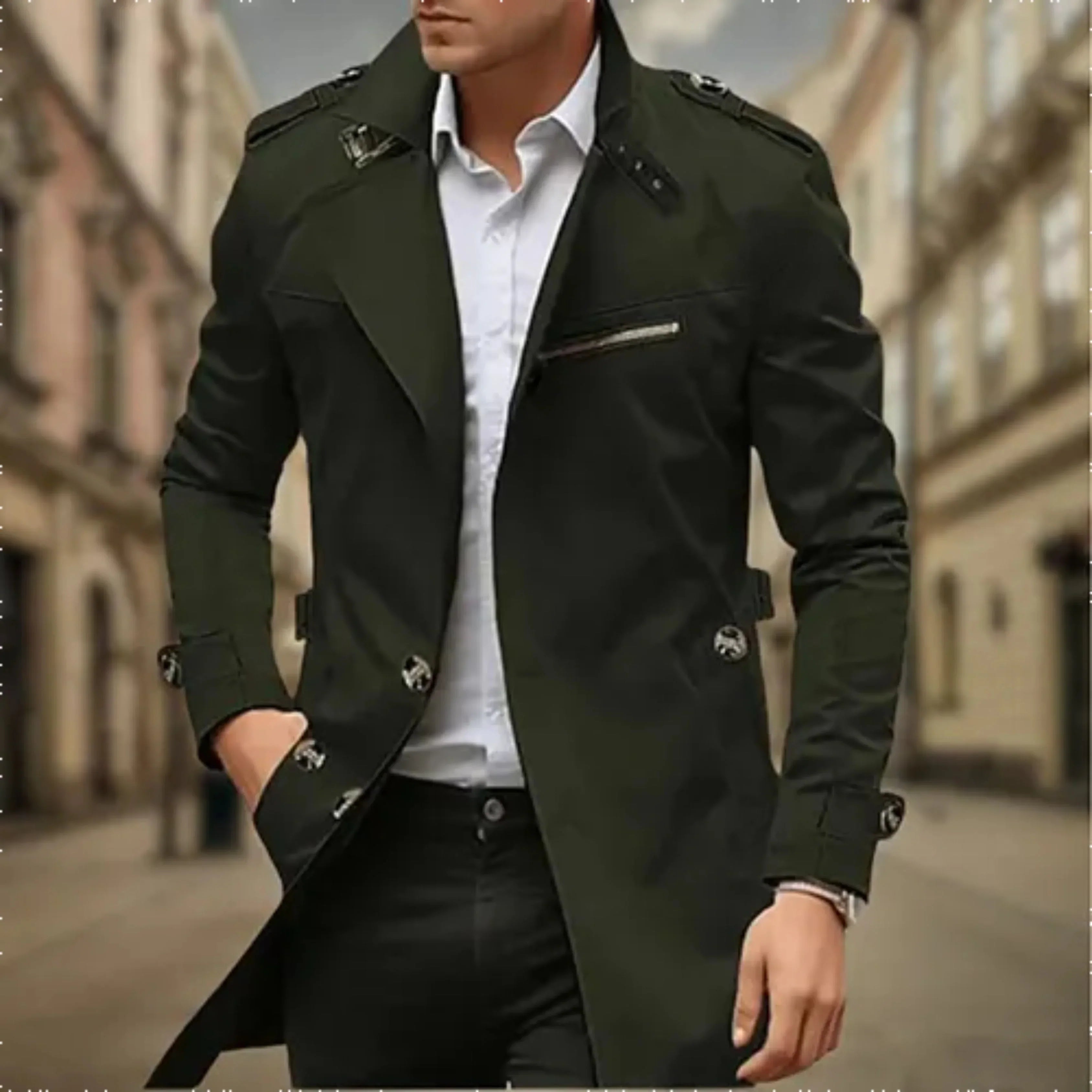 Rey Men's Coat – Elegant Waterproof Trench Coat with Classic Double Breasted Design