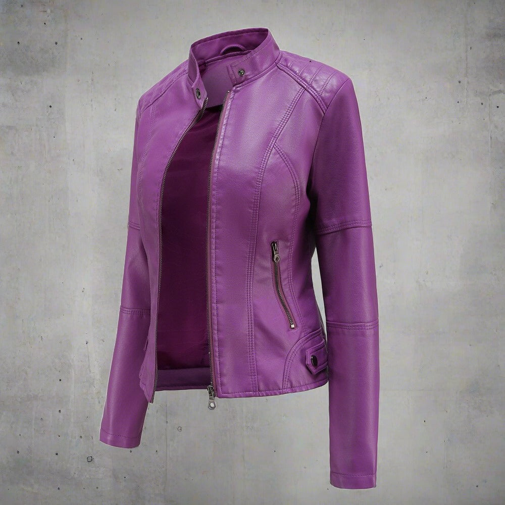 Diana Women's Leather Jacket – Elegant Regular Fit with Zipped Pockets & Zipper Closure