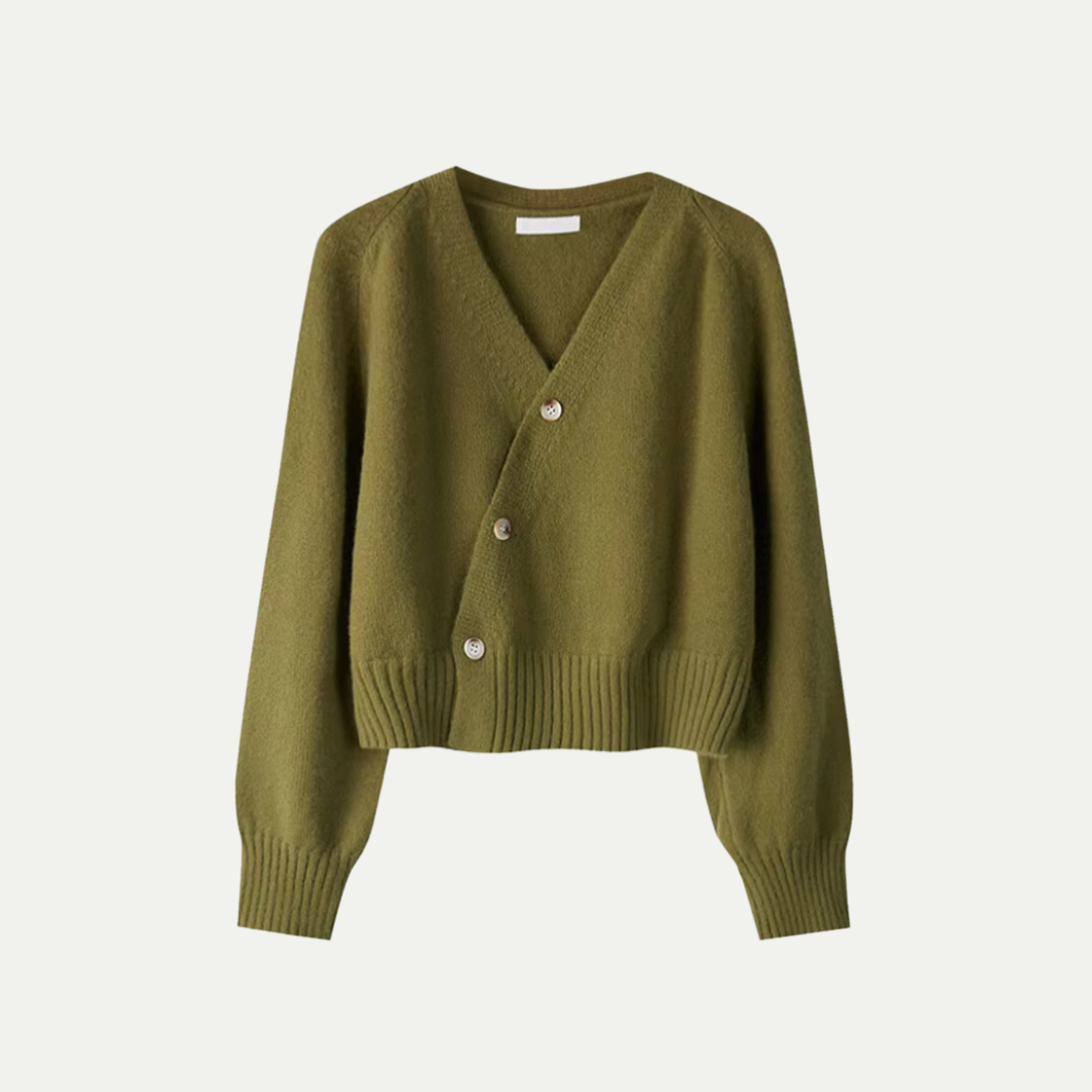 Eira Cardigan in wool for women – Soft short knit with V-neck and button closure & elegant and comfortable fit