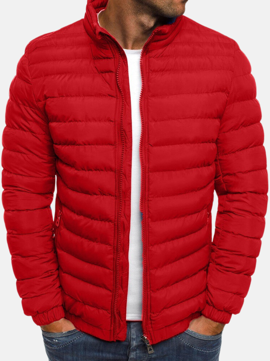 Manuel Quilted Jacket for Men – Light Straight Cut with Stand-up Collar & Zipper Closure